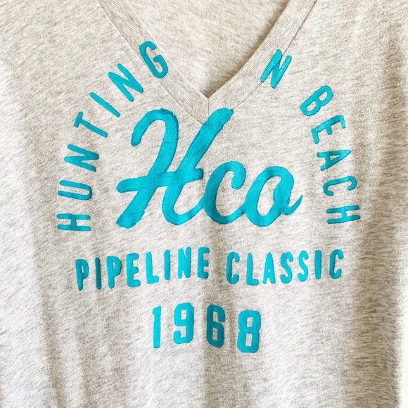 Hollister | Grey Short Sleeve Fitted Long T-Shirt - Picture 3 of 5